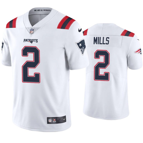 Mens New England Patriots #2 Jalen Mills Nike White Vapor Untouchable Limited Jersey