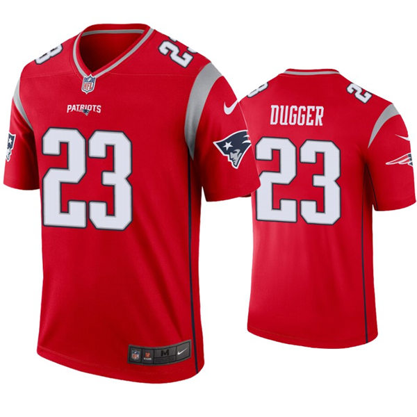 Mens New England Patriots #23 Kyle Dugger Nike Red Inverted Legend Jersey