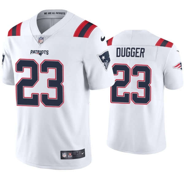 Mens New England Patriots #23 Kyle Dugger Nike White Vapor Untouchable Limited Jersey