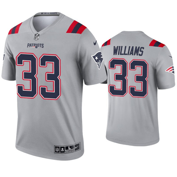 Mens New England Patriots #33 Joejuan Williams Nike 2021 Gray Inverted Legend Jersey