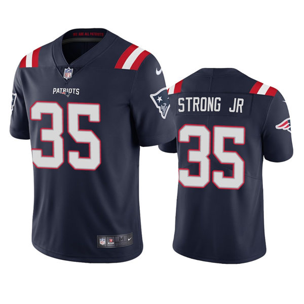 Mens New England Patriots #35 Pierre Strong Jr. Nike Navy Vapor Untouchable Limited Jersey