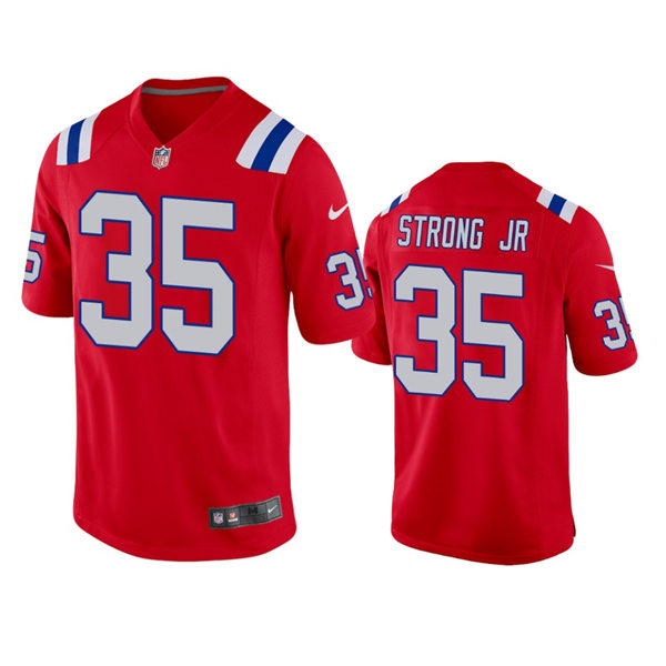 Mens New England Patriots #35 Pierre Strong Jr. Nike Red Alternate Vapor Untouchable Limited Player