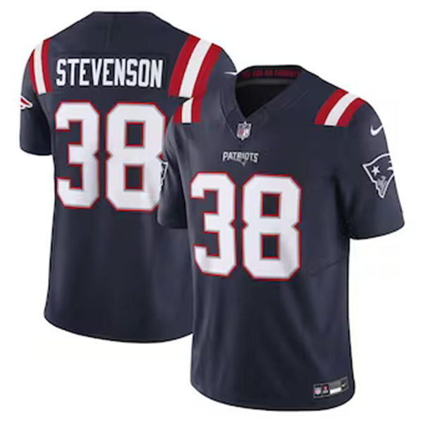 Mens New England Patriots #38 Rhamondre Stevenson Nike Navy Vapor Untouchable Limited Jersey