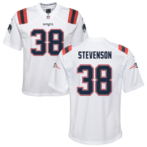 Mens New England Patriots #38 Rhamondre Stevenson Nike White Vapor Untouchable Limited Jersey