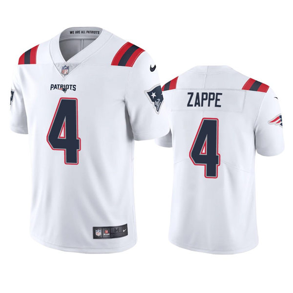 Mens New England Patriots #4 Bailey Zappe Nike White Vapor Untouchable Limited Jersey