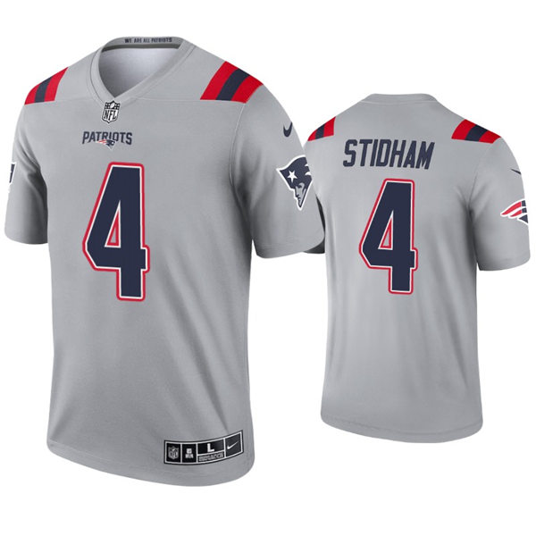 Mens New England Patriots #4 Jarrett Stidham Nike 2021 Gray Inverted Legend Jersey