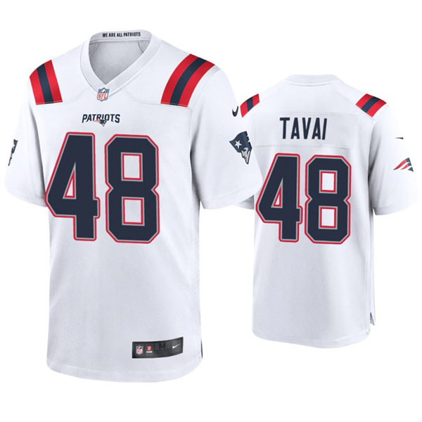 Mens New England Patriots #48 Jahlani Tavai Nike White Vapor Untouchable Limited Jersey