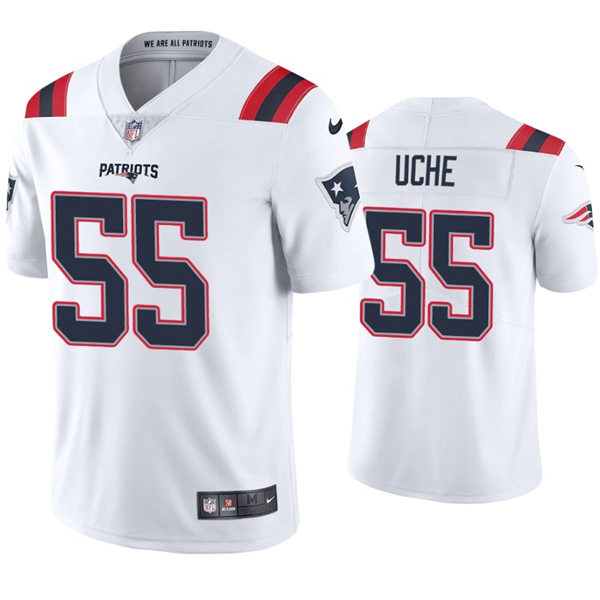 Mens New England Patriots #55 Josh Uche Nike White Vapor Untouchable Limited Jersey