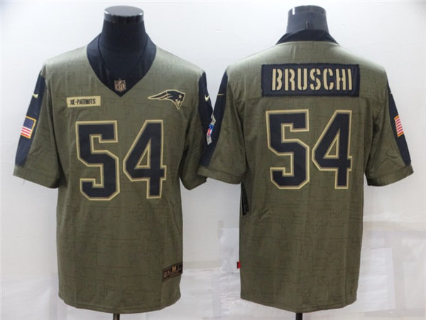 Mens New England Patriots Retired Player ##54 Tedy Bruschi Nike Olive 2021 Salute To Service Limited