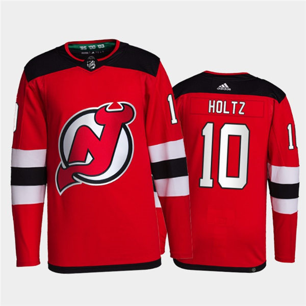 Mens New Jersey Devils #10 Alexander Holtz Stitched Adidas Home Red Jersey Stitched