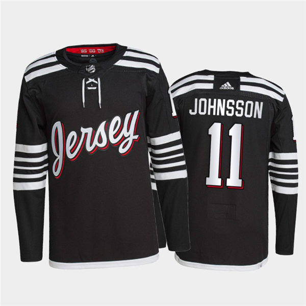 Mens New Jersey Devils #11 Andreas Johnsson Adidas Black Alternate Premier Player Jersey Stitched