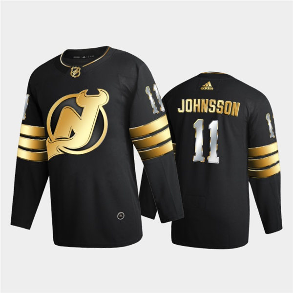 Mens New Jersey Devils #11 Andreas Johnsson Adidas Black Golden Edition Limited Jersey Stitched