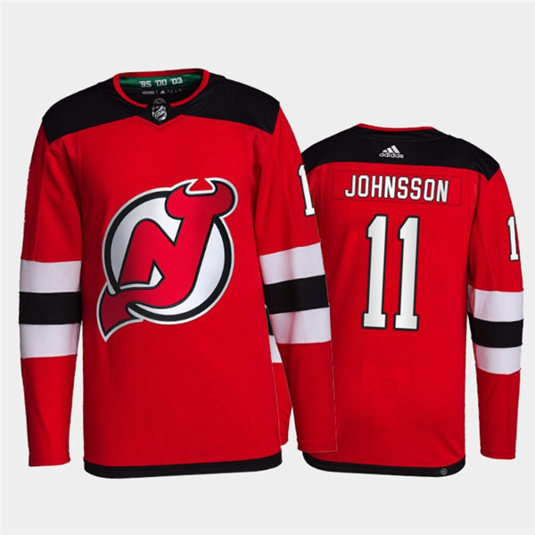 Mens New Jersey Devils #11 Andreas Johnsson Stitched Adidas Home Red Jersey Stitched