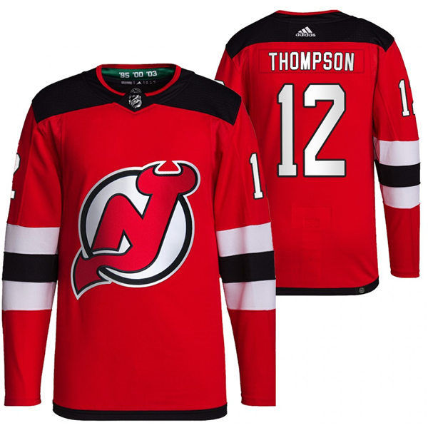 Mens New Jersey Devils #12 Tyce Thompson Stitched Adidas Home Red Jersey Stitched