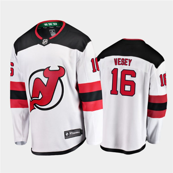 Mens New Jersey Devils #16 Jimmy Vesey Adidas Away White Jersey Stitched