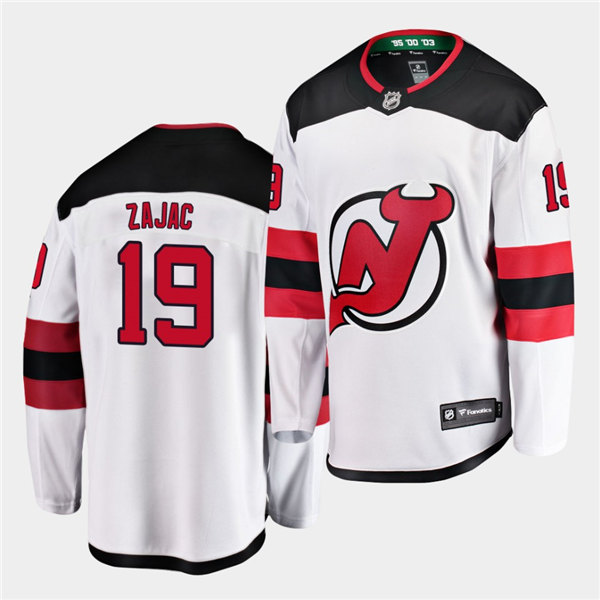 Mens New Jersey Devils #19 Travis Zajac Adidas Away White Jersey Stitched