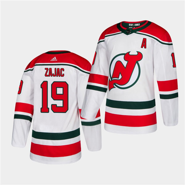 Mens New Jersey Devils #19 Travis Zajac Adidas White Alternate Jersey Stitched
