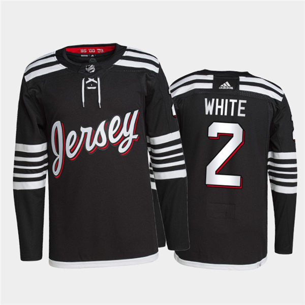 Mens New Jersey Devils #2 Colton White Adidas Black Alternate Premier Player Jersey Stitched