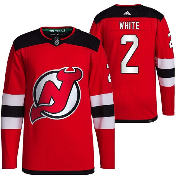 Mens New Jersey Devils #2 Colton White Stitched Adidas Home Red Jersey Stitched