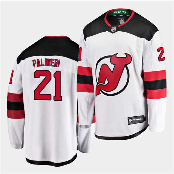 Mens New Jersey Devils #21 Kyle Palmieri Adidas Away White Jersey Stitched