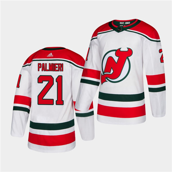 Mens New Jersey Devils #21 Kyle Palmieri Adidas White Alternate Jersey Stitched
