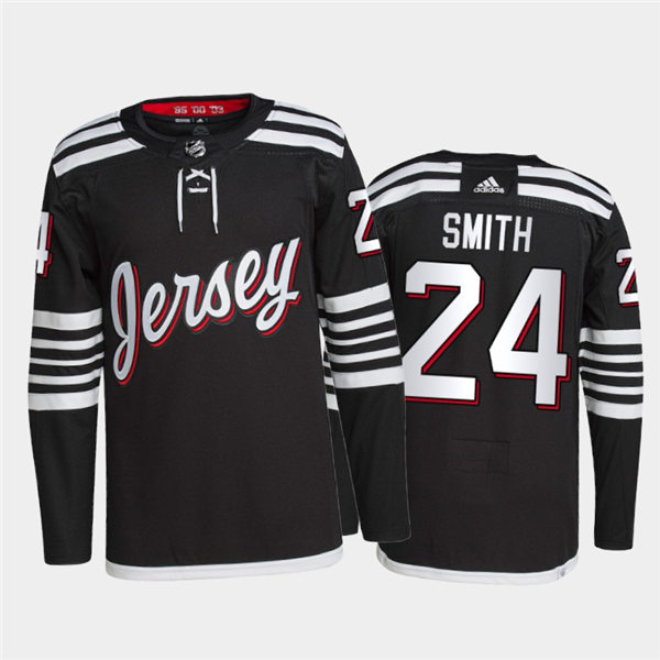 Mens New Jersey Devils #24 Ty Smith Adidas Black Alternate Premier Player Jersey Stitched