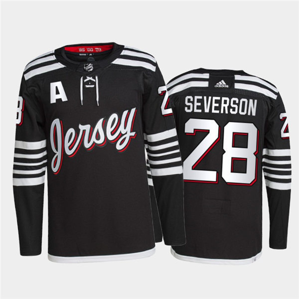 Mens New Jersey Devils #28 Damon Severson Adidas Black Alternate Premier Player Jersey Stitched