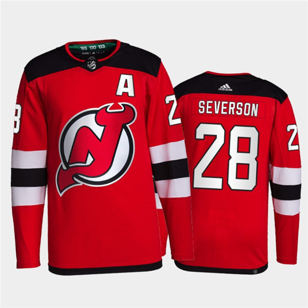 Mens New Jersey Devils #28 Damon Severson Stitched Adidas Home Red Jersey Stitched