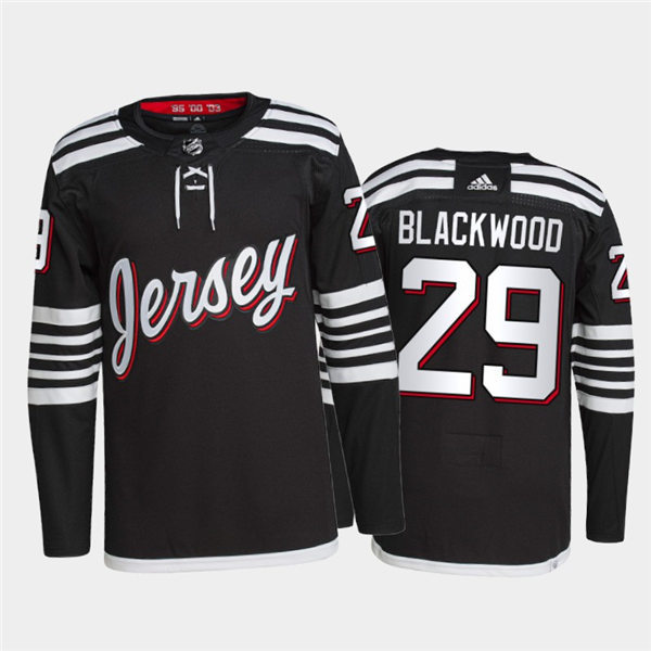 Mens New Jersey Devils #29 Mackenzie Blackwood Adidas Black Alternate Premier Player Jersey Stitched