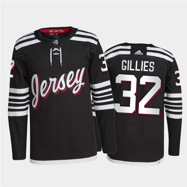 Mens New Jersey Devils #32 Jon Gillies Adidas Black Alternate Premier Player Jersey Stitched