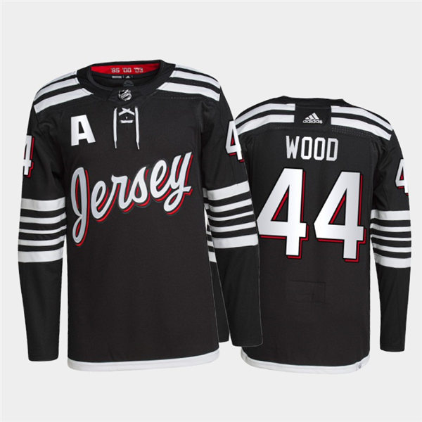 Mens New Jersey Devils #44 Miles Wood Adidas Black Alternate Premier Player Jersey Stitched