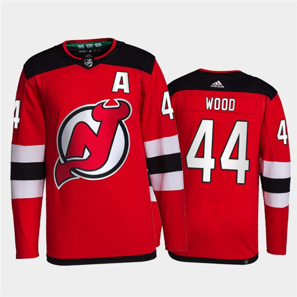 Mens New Jersey Devils #44 Miles Wood Stitched Adidas Home Red Jersey Stitched