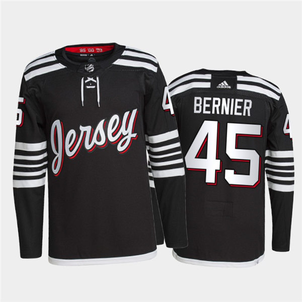 Mens New Jersey Devils #45 Jonathan Bernier Adidas Black Alternate Premier Player Jersey Stitched