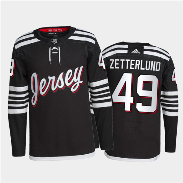 Mens New Jersey Devils #49 Fabian Zetterlund Adidas Black Alternate Premier Player Jersey Stitched
