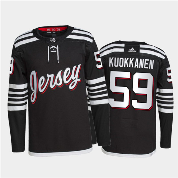 Mens New Jersey Devils #59 Janne Kuokkanen Adidas Black Alternate Premier Player Jersey Stitched