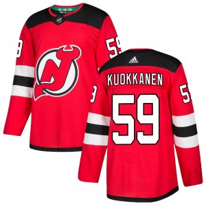 Mens New Jersey Devils #59 Janne Kuokkanen Adidas Home Red Jersey Stitched