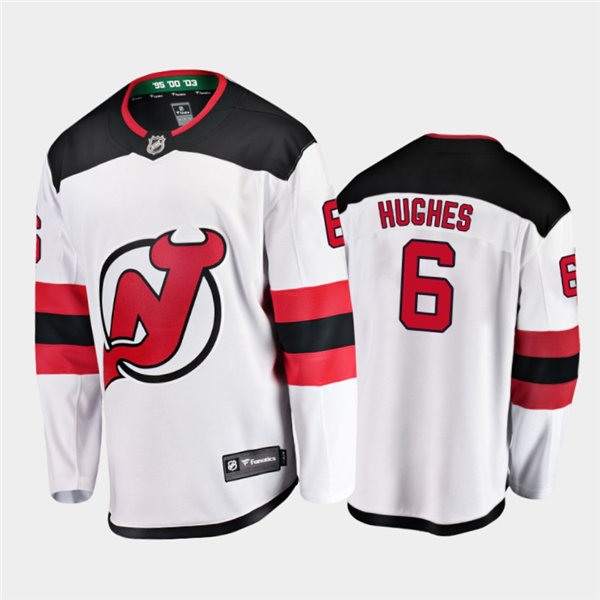 Mens New Jersey Devils #6 Luke Hughes Adidas Away White Jersey Stitched