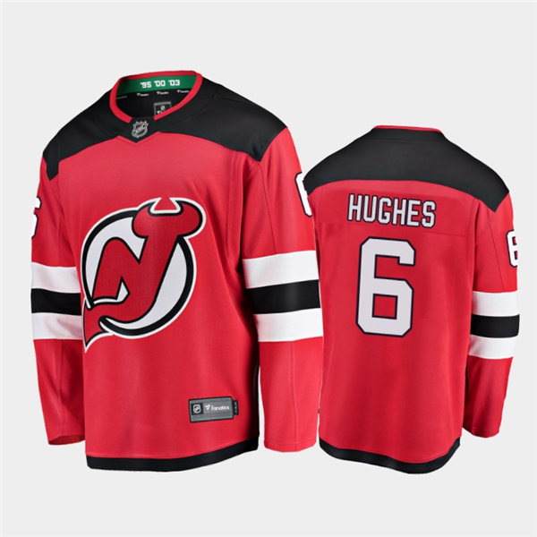 Mens New Jersey Devils #6 Luke Hughes Adidas Home Red Jersey Stitched
