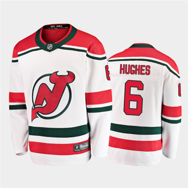 Mens New Jersey Devils #6 Luke Hughes Stitched Adidas White Alternate Jersey Stitched