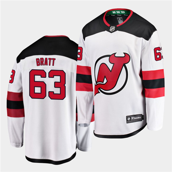 Mens New Jersey Devils #63 Jesper Bratt Adidas Away White Jersey Stitched