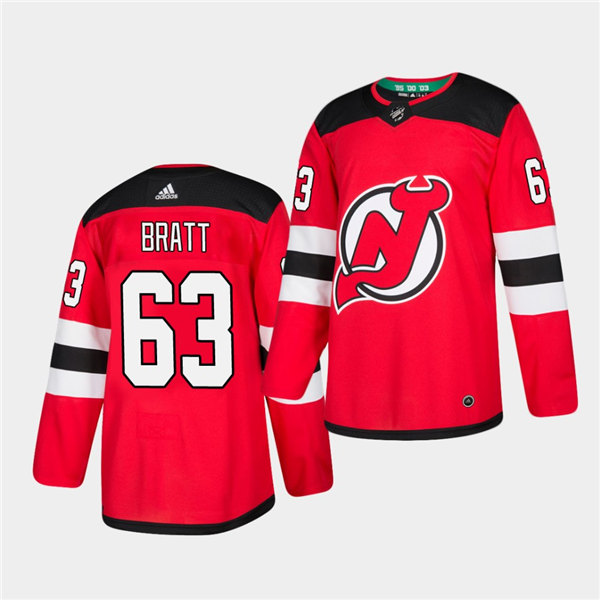 Mens New Jersey Devils #63 Jesper Bratt Adidas Home Red Jersey Stitched