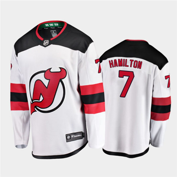 Mens New Jersey Devils #7 Dougie Hamilton Adidas Away White Jersey Stitched