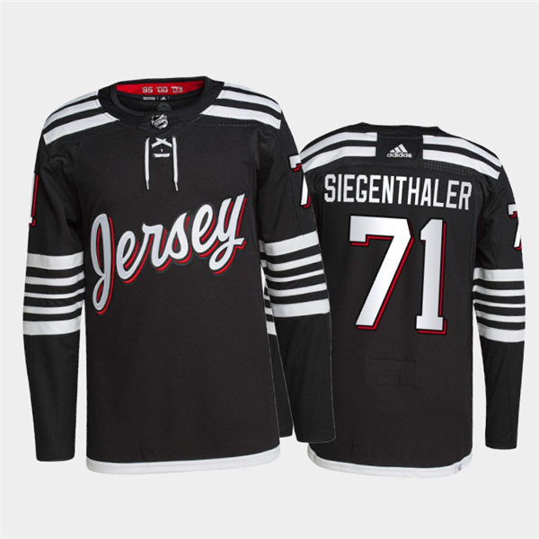 Mens New Jersey Devils #71 Jonas Siegenthaler Adidas Black Alternate Premier Player Jersey Stitched