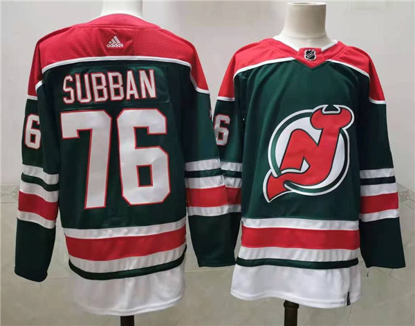 Mens New Jersey Devils #76 PK. Subban Green Adidas 2021 Reverse Retro Jersey Stitched