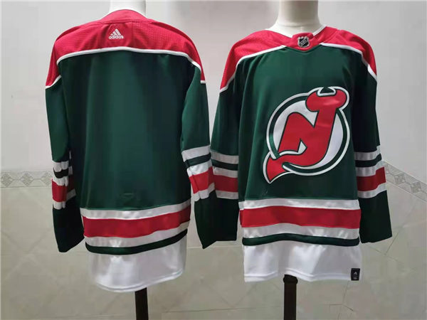 Mens New Jersey Devils Blank Green Adidas 2021 Reverse Retro Team Jersey Stitched