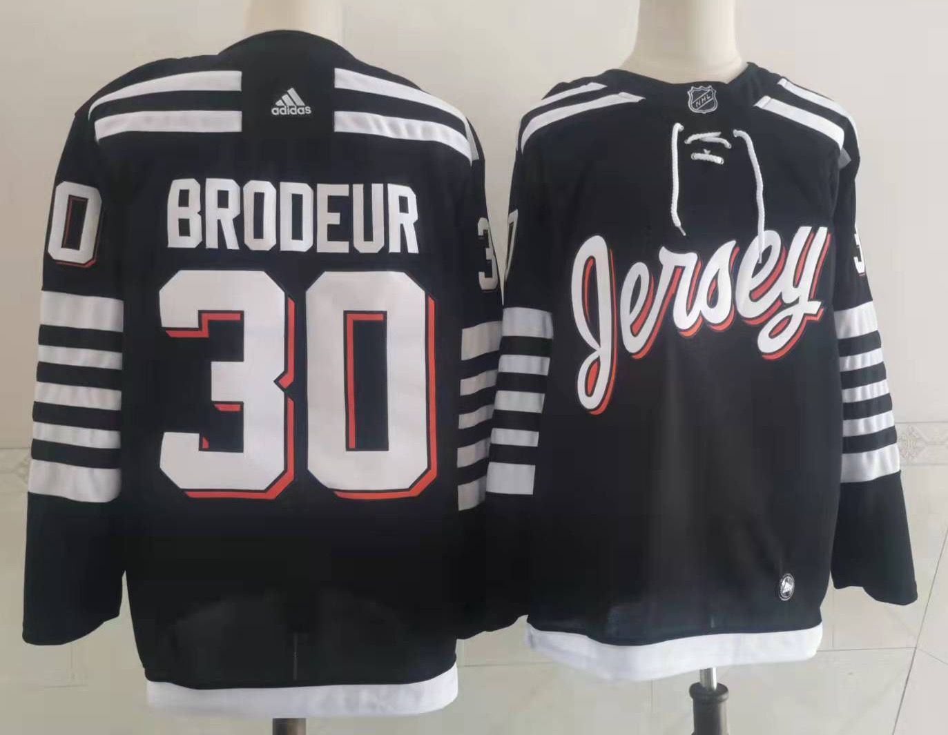 Mens New Jersey Devils Retired Player #30 Martin Brodeur Adidas Black Alternate Premier Player Stitched