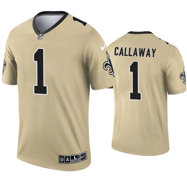 Mens New Orleans Saints #1 Marquez Callaway Nike Gold Inverted Legend Jersey
