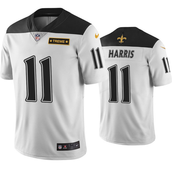 Mens New Orleans Saints #11 Deonte Harris Nike Black White City Edition Vapor Limited Jersey