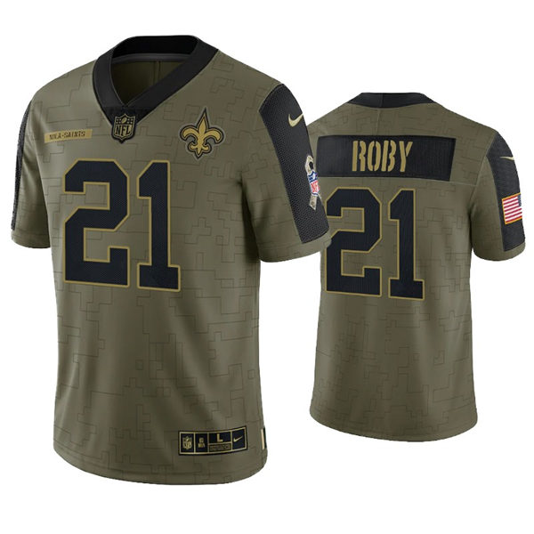 Mens New Orleans Saints #21 Bradley Roby Nike Olive 2021 Salute To Service Limited Jersey