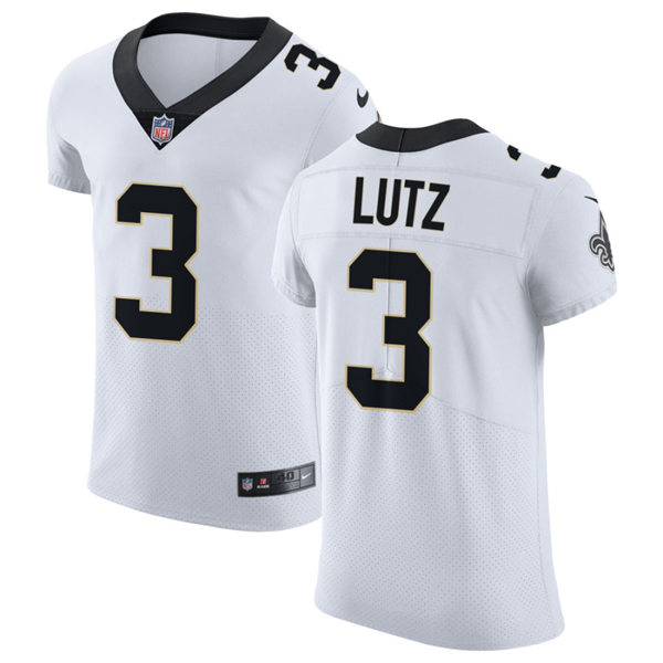 Mens New Orleans Saints #3 Wil Lutz Nike White Vapor Untouchable Limited Jersey
